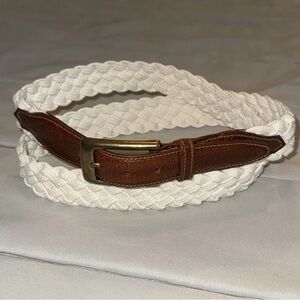 Vintage Spiegel Belt White Braided Woven Sz 40